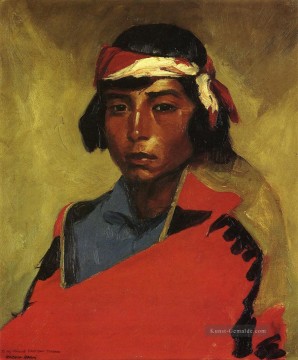 Henri Robert Werke - Jung Buck der Tesuque Pueblo Porträt Ashcan Schule Robert Henri